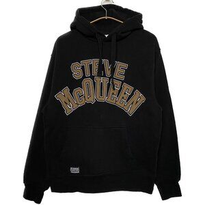 Zara Steve McQueen Hoodie Men Medium Black Tan Varsity Spell Out